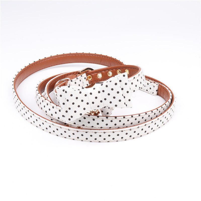 Polka Dot Dog Collar and Leash Set
