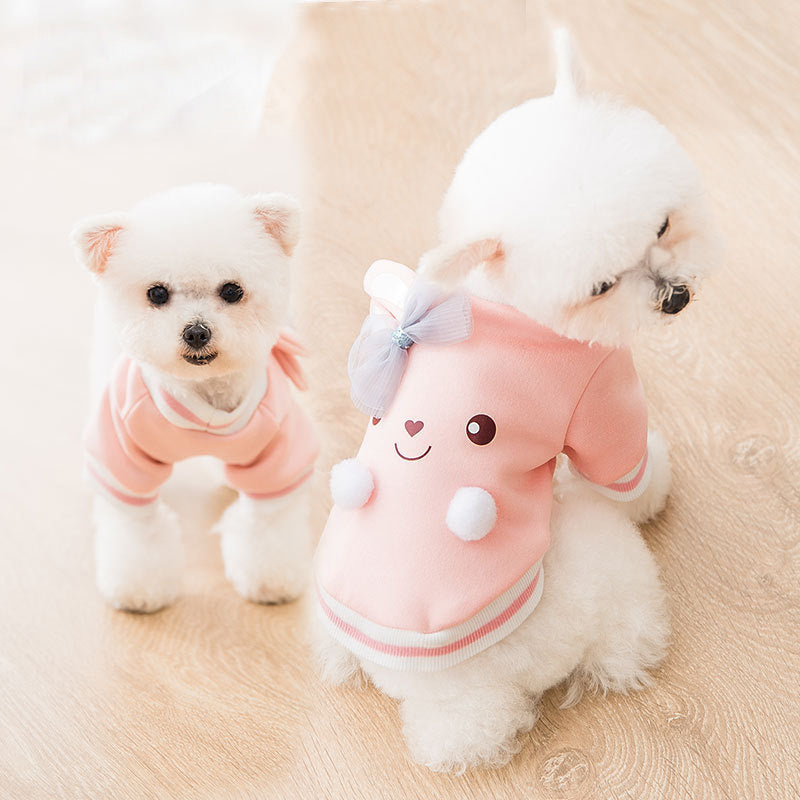 Cartoon Pink Winter Dog Hoodie