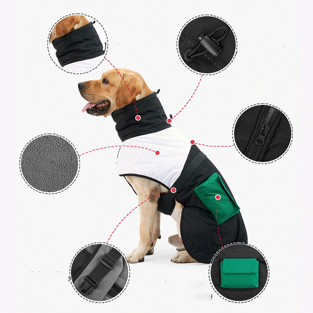 Winter Padded Dog Coat in Blue Red and Black White