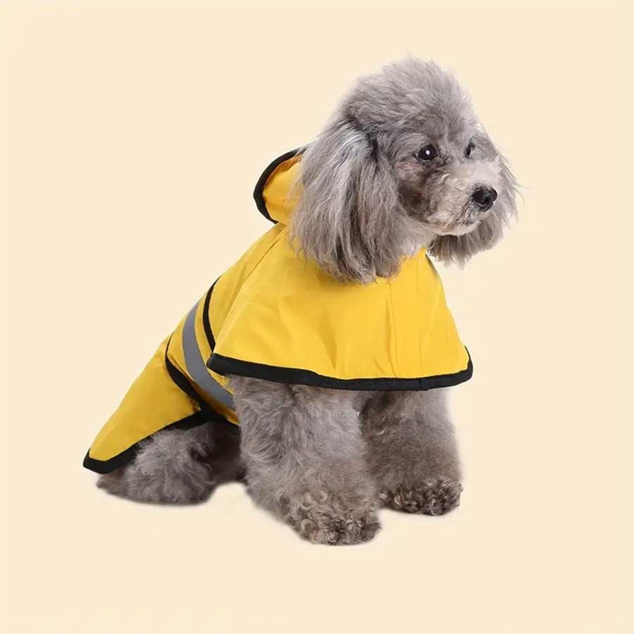 Reflective Poncho Dog Raincoat in Yellow and Blue