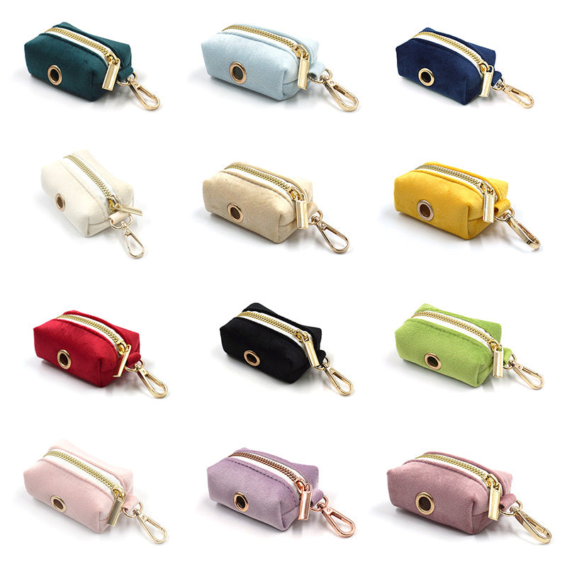 Soft Velvet Poop Bag Dispenser with Hardware Accent