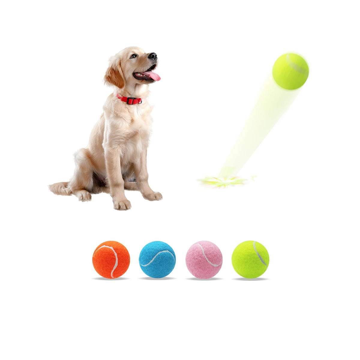 Colorful Tennis Balls for Dogs, 4-Pack