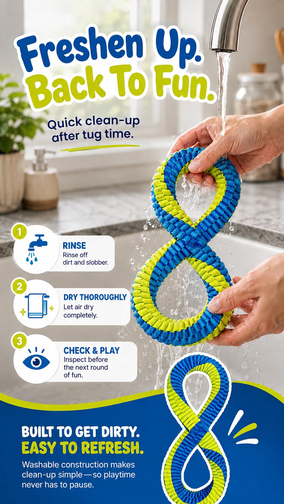 Blue Figure-8 Tug Toy for Dogs