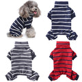 Striped High Collar Dog Pajamas in Grey, Red, Blue, Pink & Green