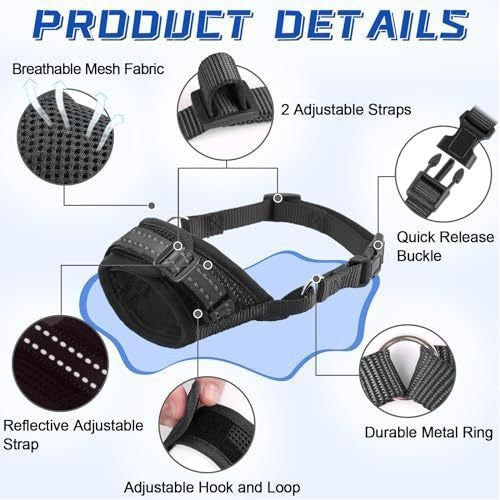 Soft Breathable Mesh Dog Muzzle, Adjustable