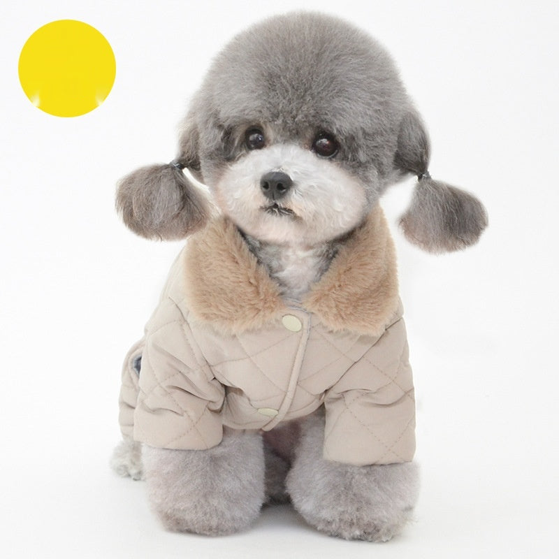 Winter Cotton Dog Coat in Pink and Gray