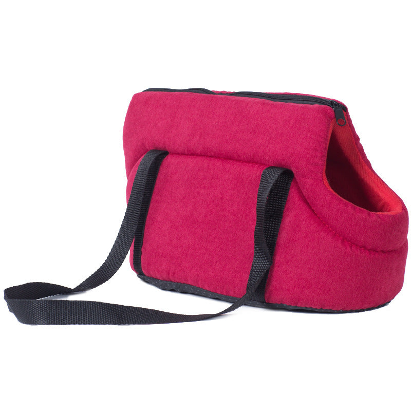 Portable Dog Carrier Bag in Red, Gray & Black