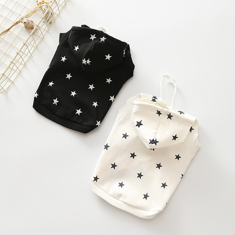 Cozy Hoodie Sweatshirt for Small Dogs in White and Black