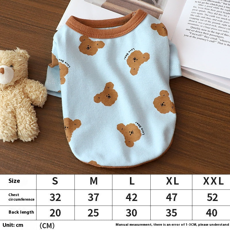 Bear Print Dog Shirt in Blue, Yellow, Cream and Pink