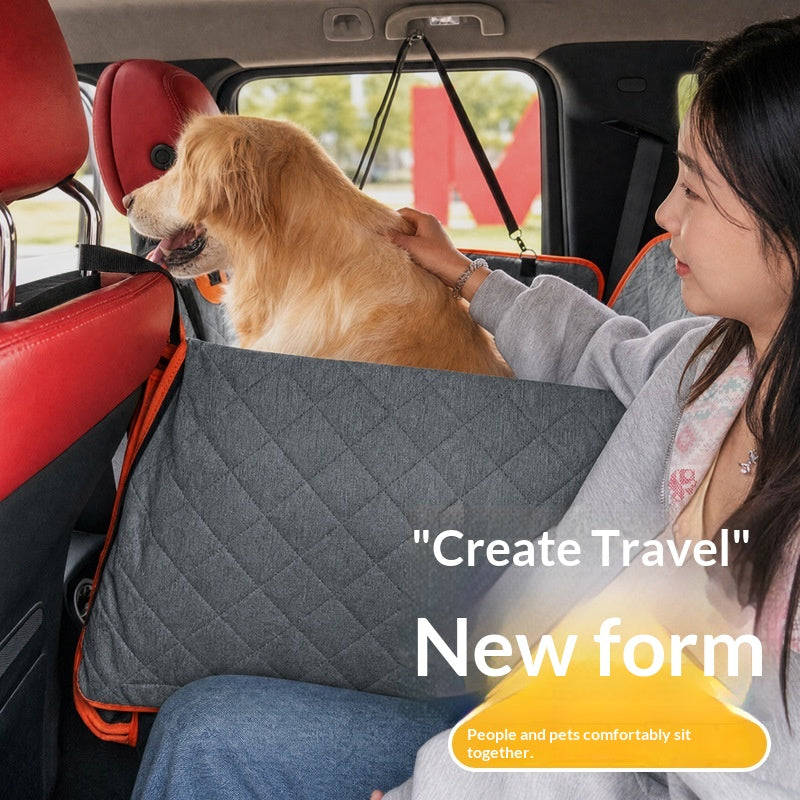 Backseat Dog Car Seat Cover in Orange and Gray