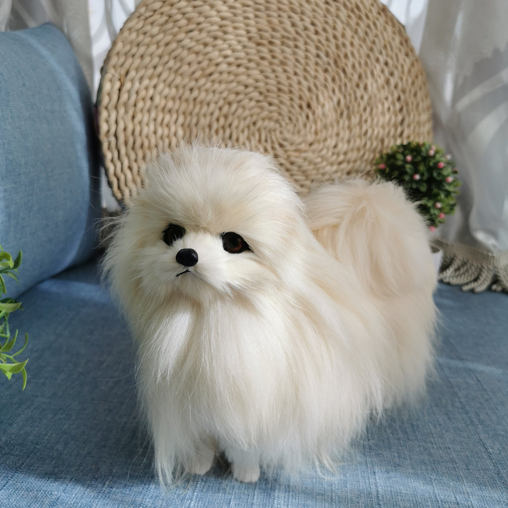 Soft Plush Dog Toy in Beige and Brown