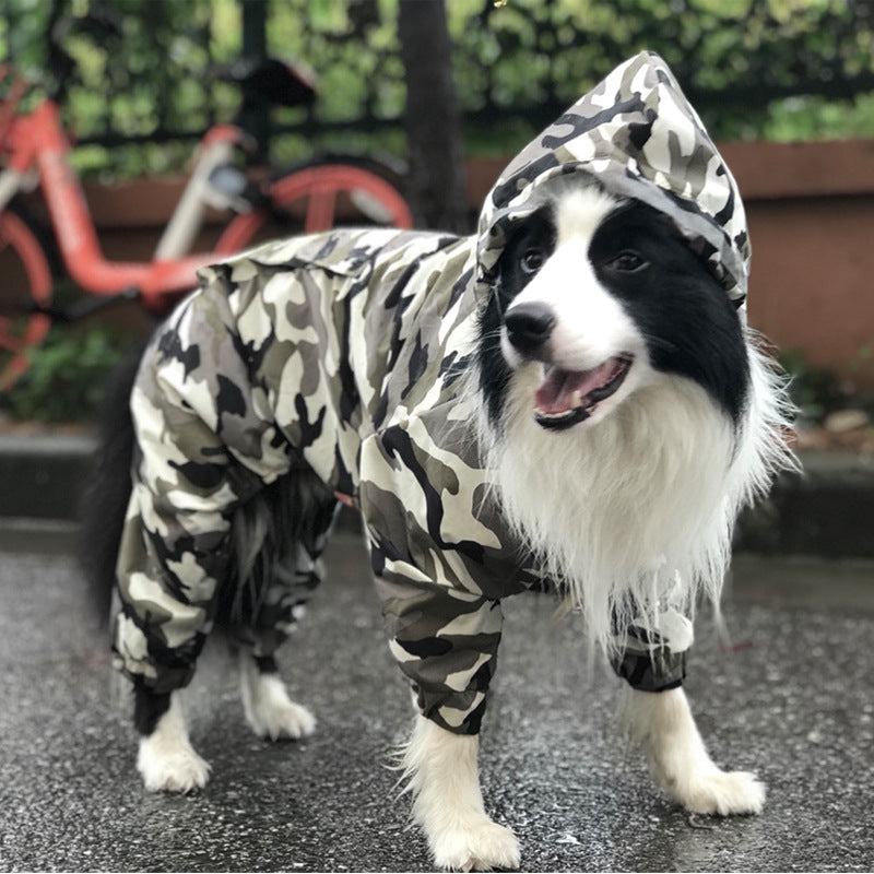 Waterproof Raincoat for Extra Large Dogs in Yellow and Camo