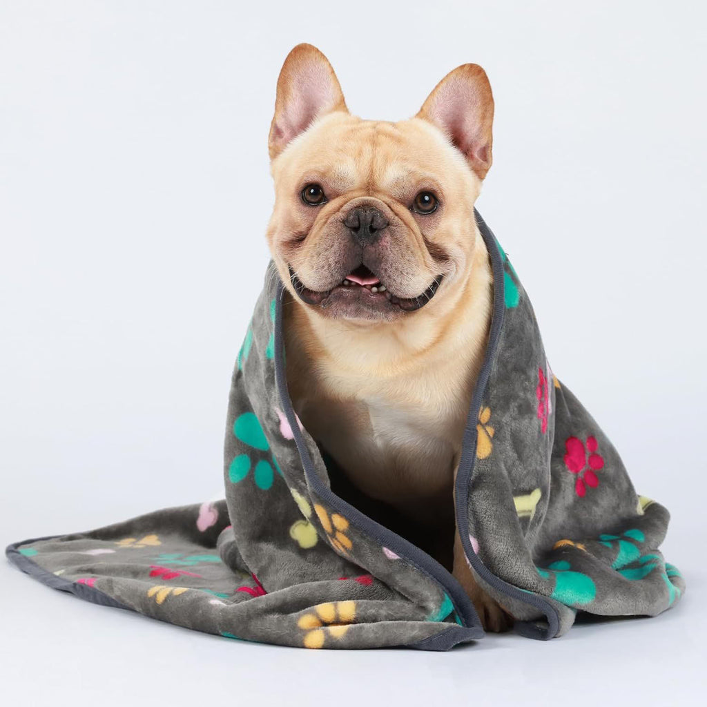 Cozy Confetti Bone Paw Print Dog Blanket