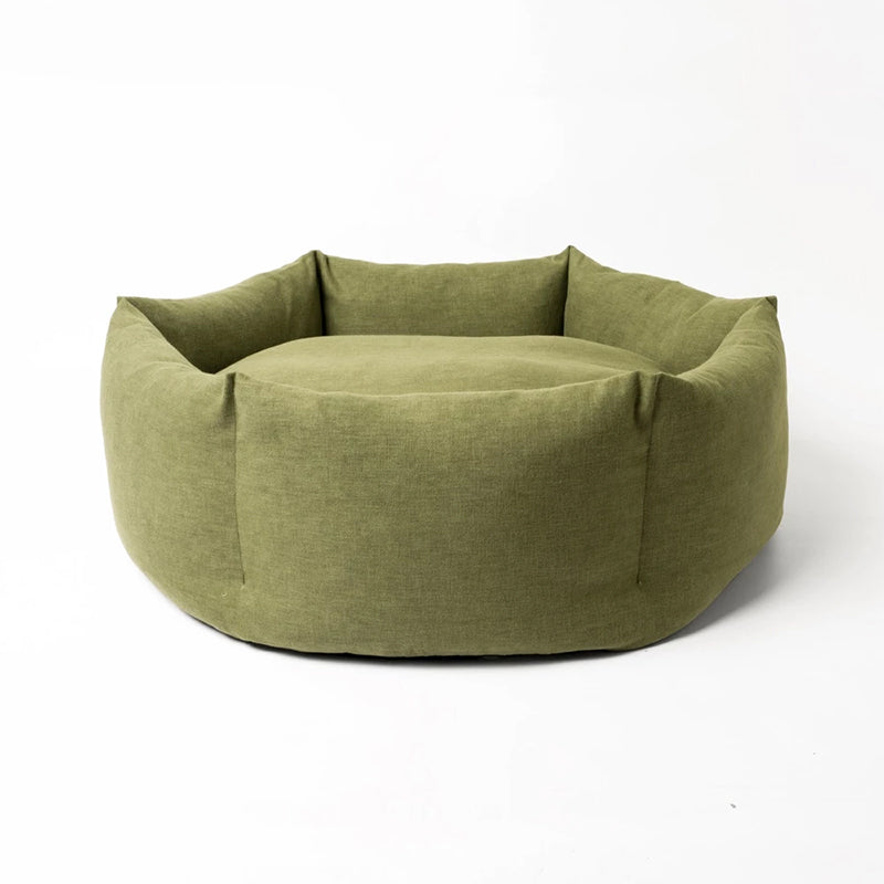 Dog Bed in Warm Khaki, Grey, and Army Green