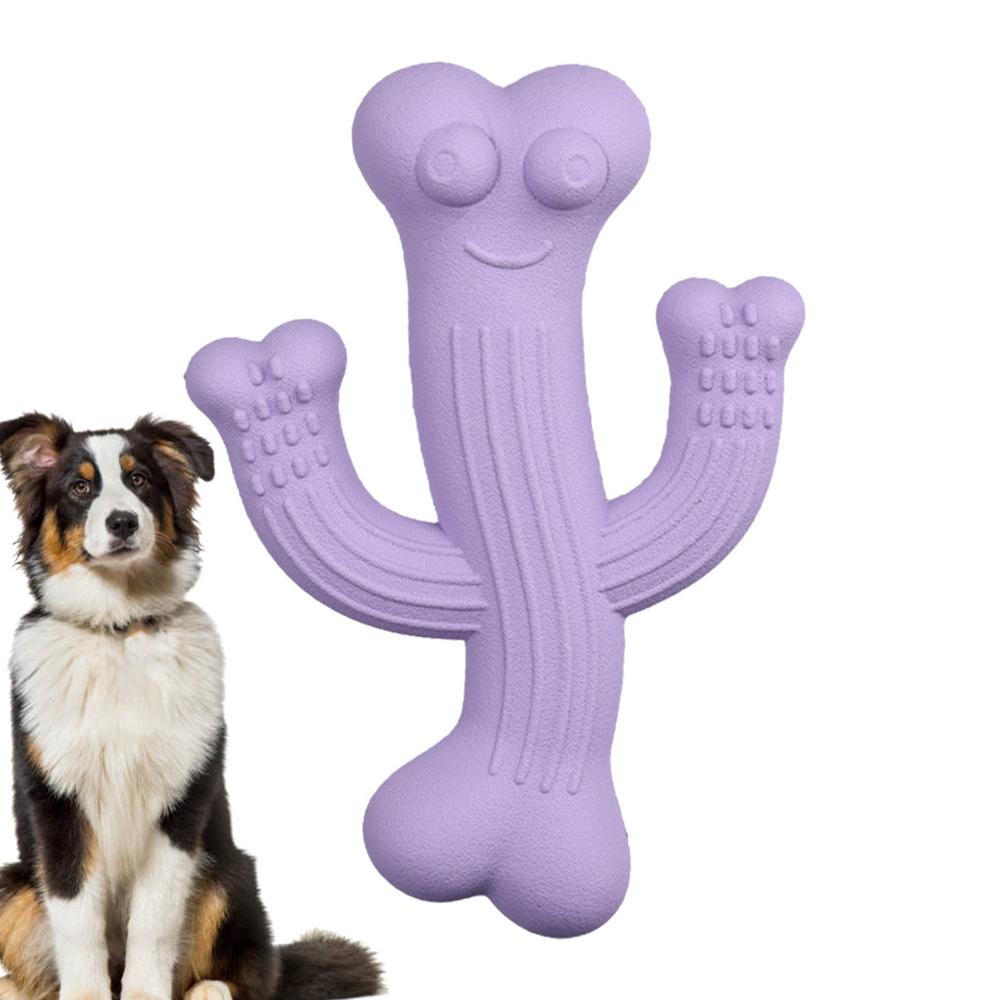 Cactus Dog Chew Toy in Beige, Purple & Blue
