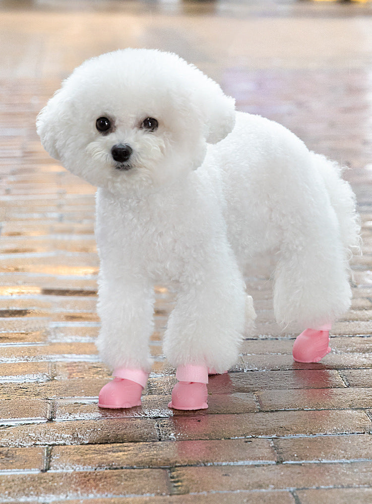 Waterproof Silicone Rain Boots for Dogs, 4-Pack