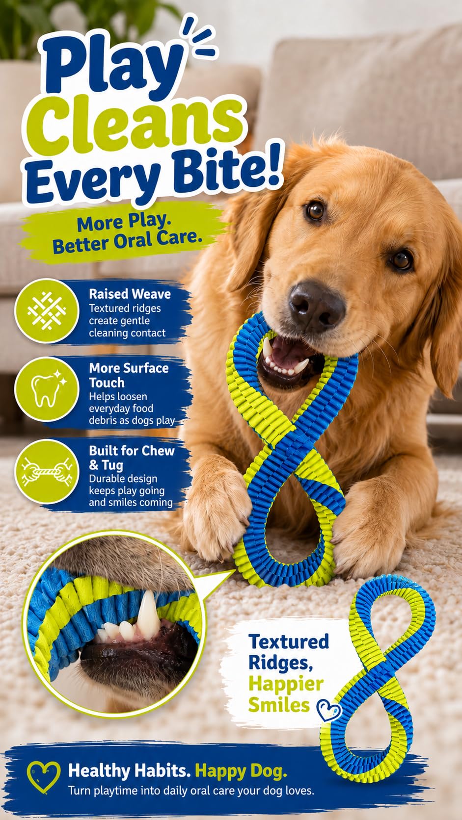 Blue Figure-8 Tug Toy for Dogs