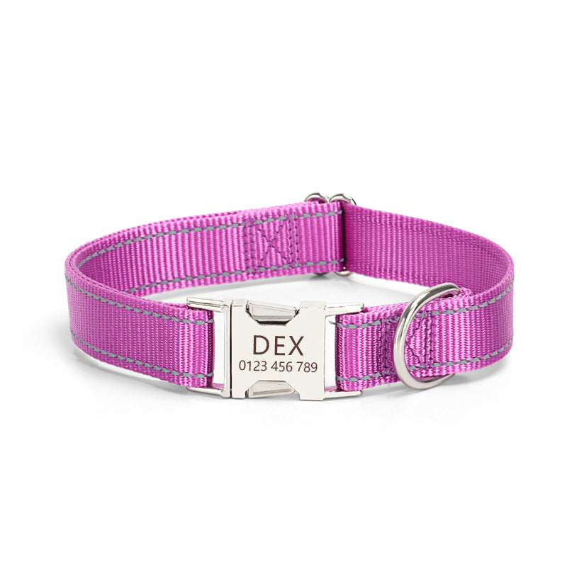 Reflective Nylon Dog Collar in 8 Colors