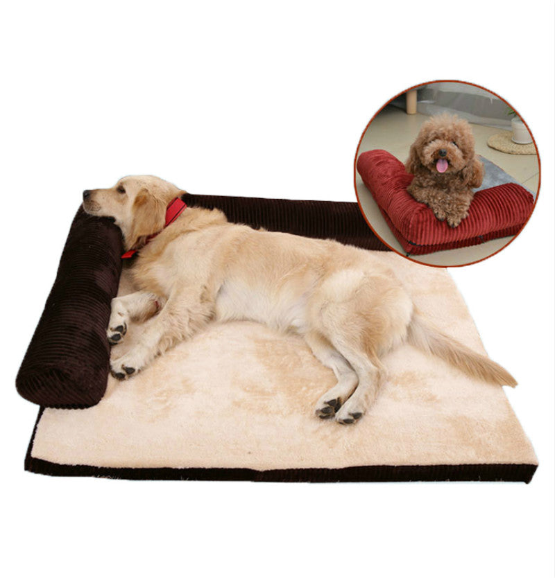 Dog Bed in Coffee, Red and Grey