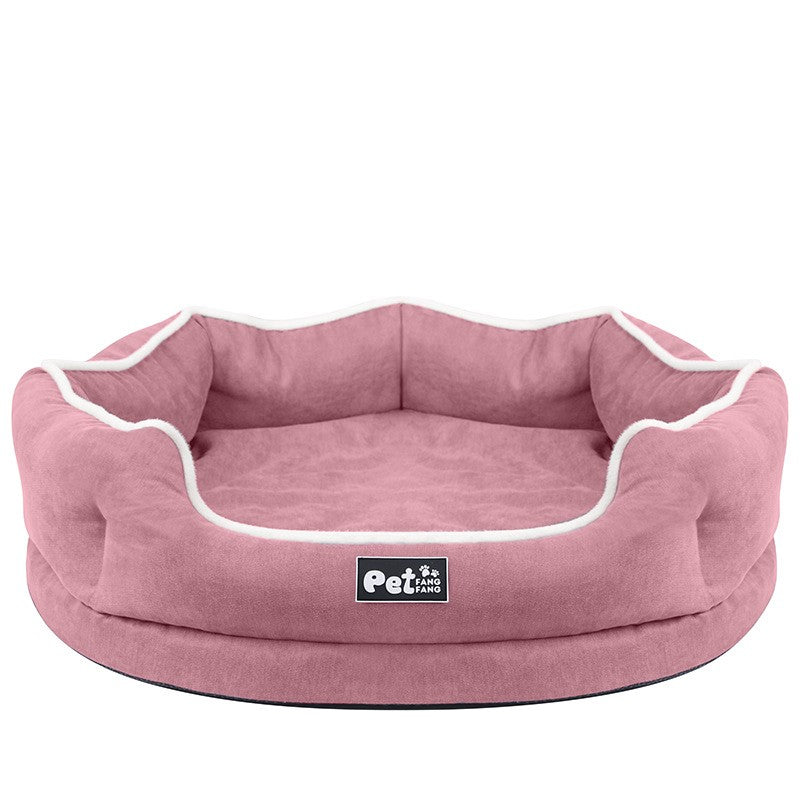 Cozy Warm Dog Cushion in Grey, Pink, and Blue