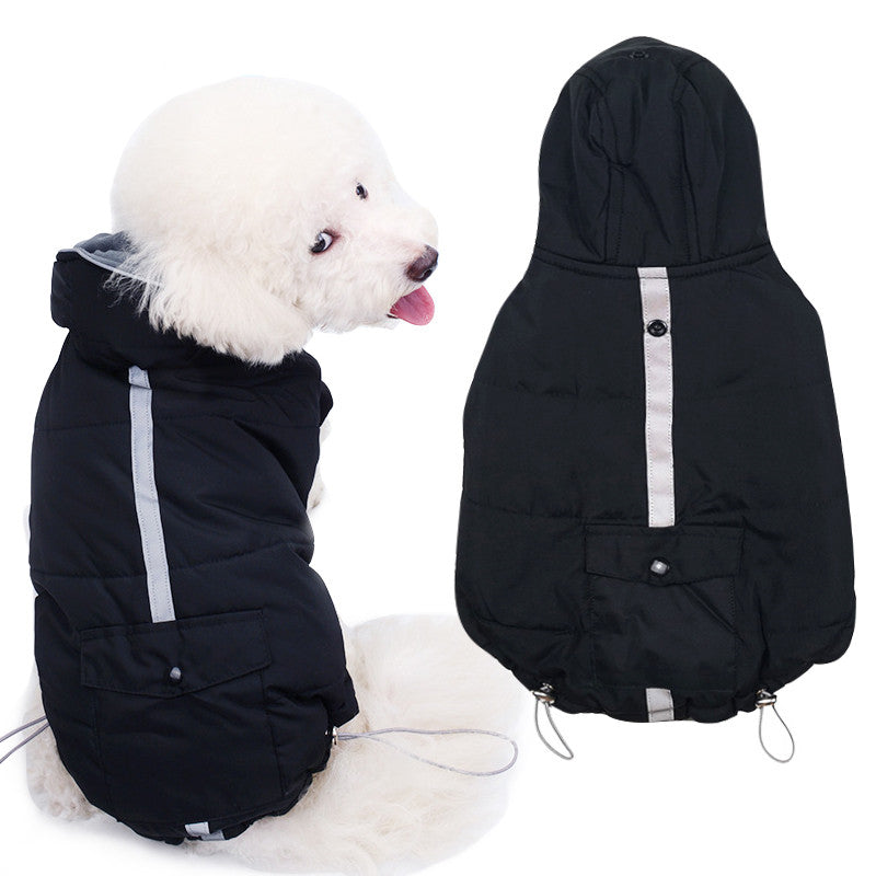 Black Winter Reflective Cotton Dog Coat
