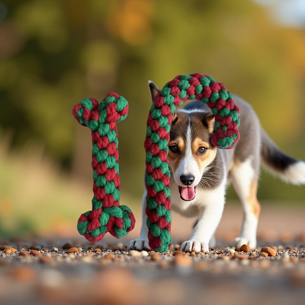 Christmas Cotton Rope Dog Toy Set with Knots