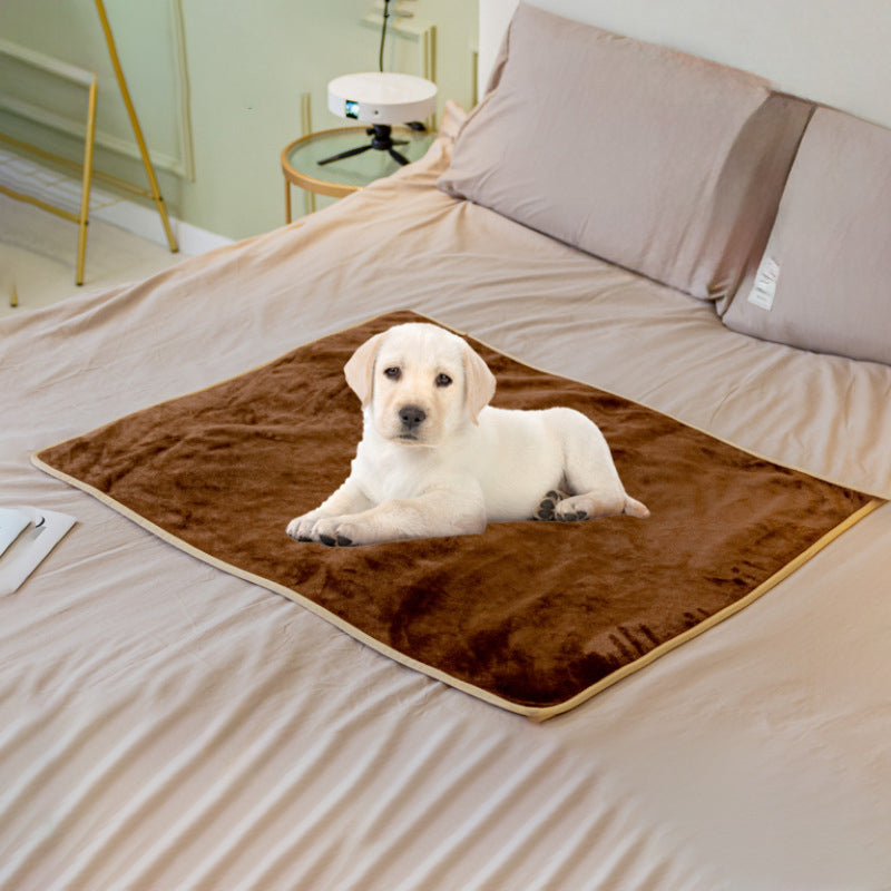 Waterproof Flannel Dog Blanket in Gray, Camel, Navy & Coffee