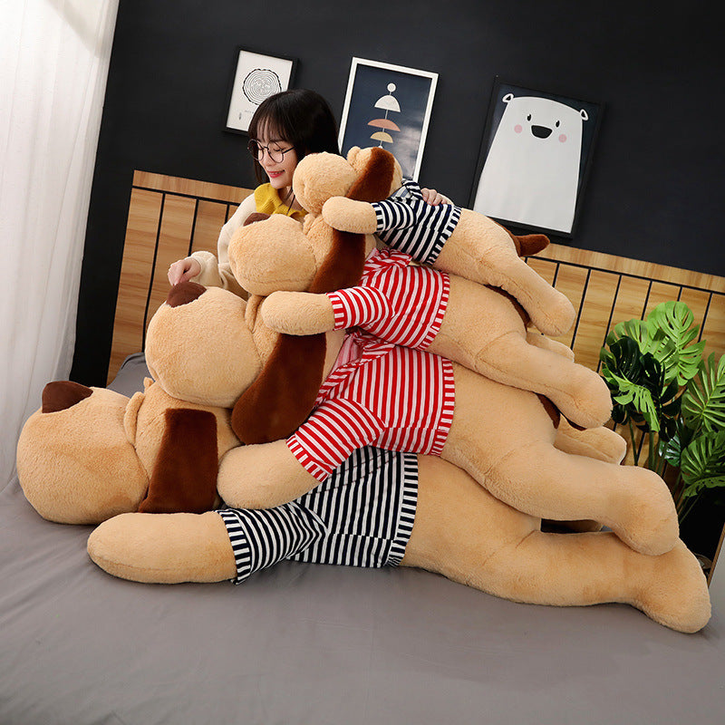Soft Plush Dog Toy in Red and Navy Blue