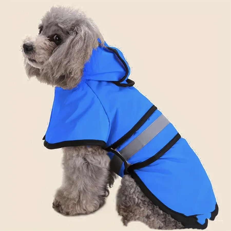 Reflective Poncho Dog Raincoat in Yellow and Blue