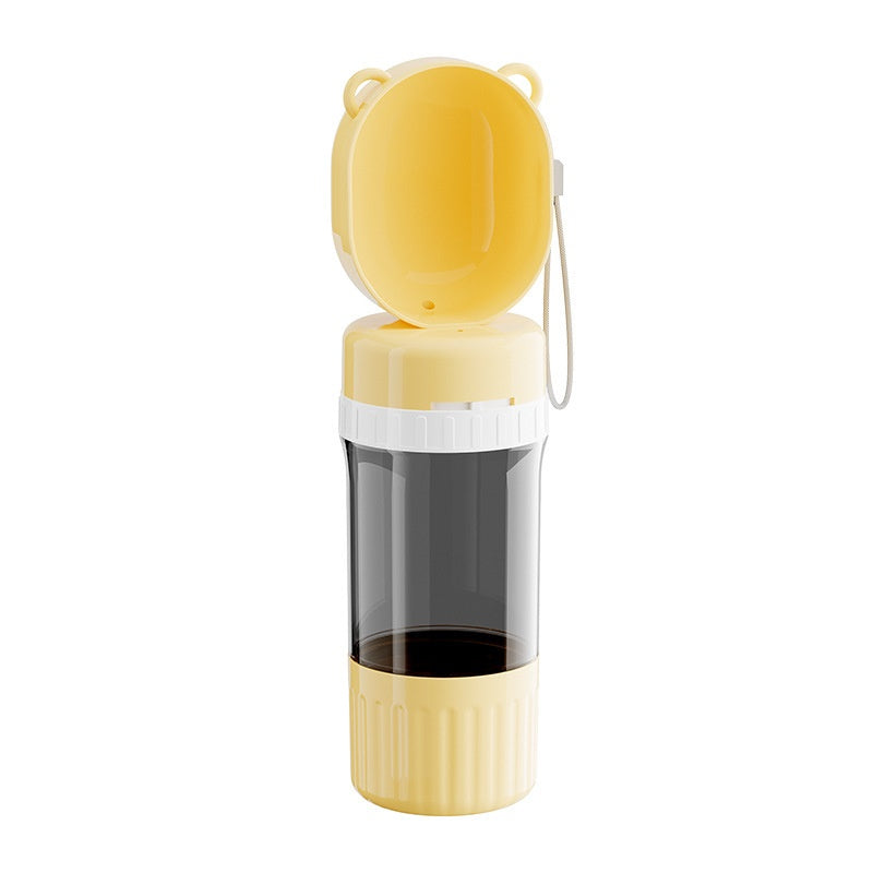 Portable Water Dispenser Bottle for Dogs in Gray and Yellow