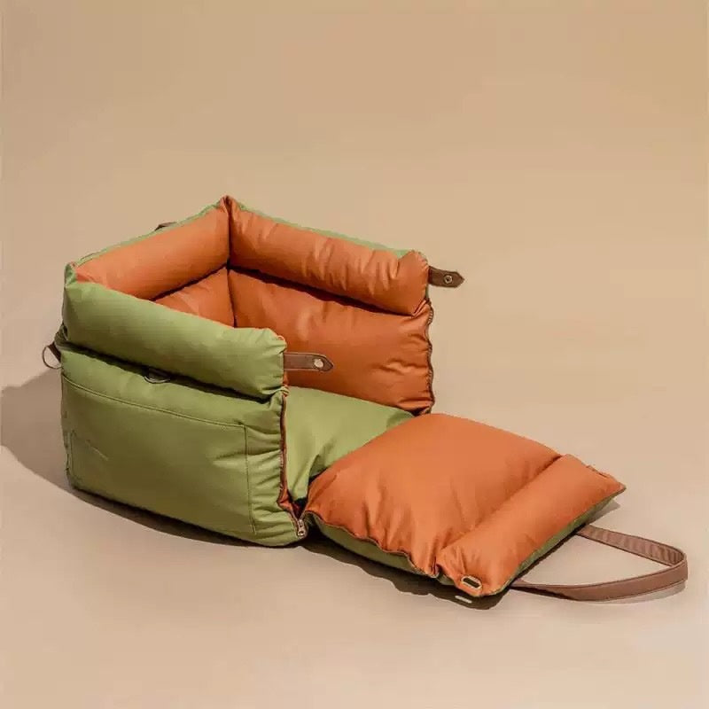 Car Seat Cover Dog Bed in Blue, Green & Khaki