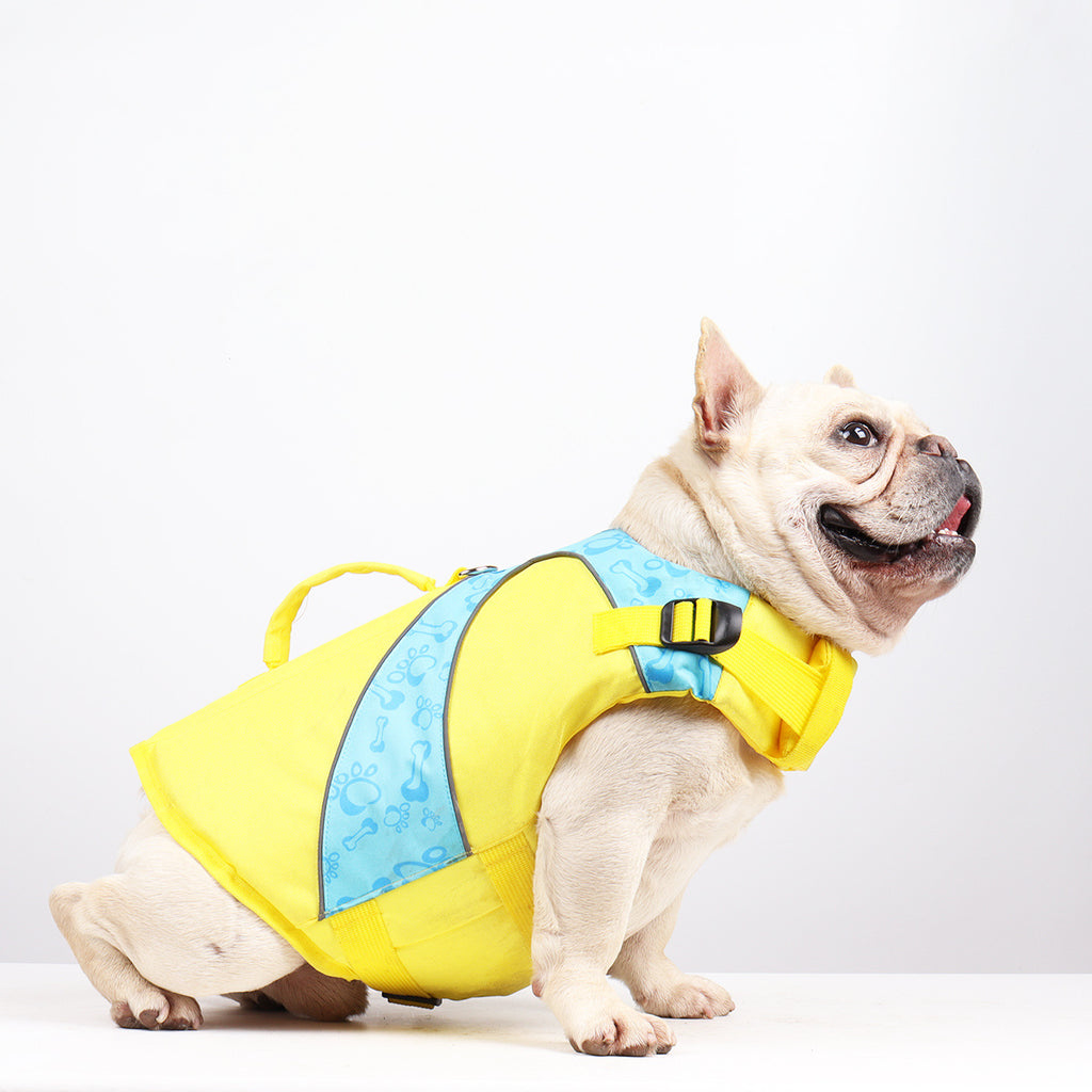 High-Contrast Yellow Dog Swim Vest