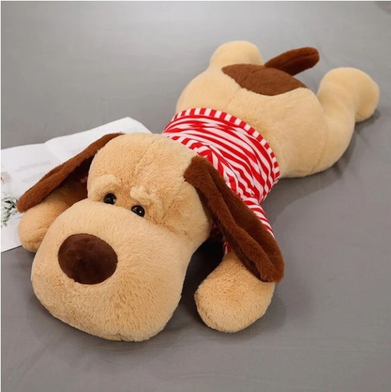 Soft Plush Dog Toy in Red and Navy Blue