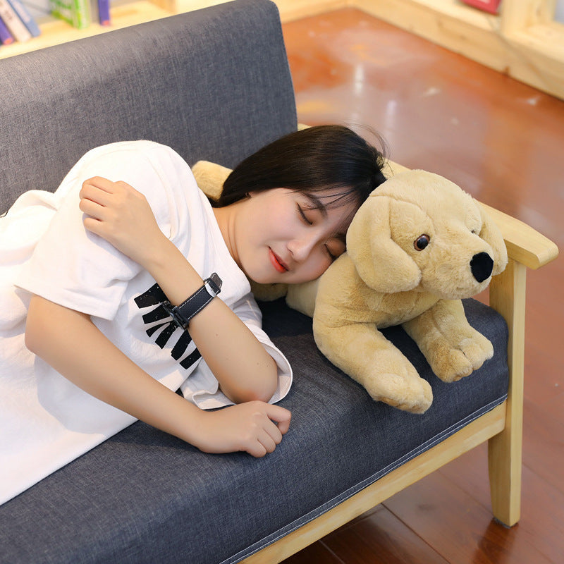 Soft Plush Dog Toy in Brown and Khaki