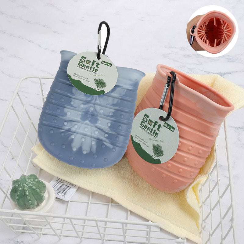 2 In 1 Paw Washer Brush Cleaning Cup in Blue and Pink