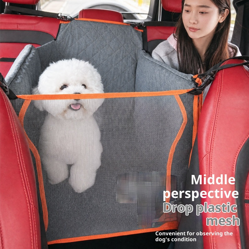 Backseat Dog Car Seat Cover in Orange and Gray