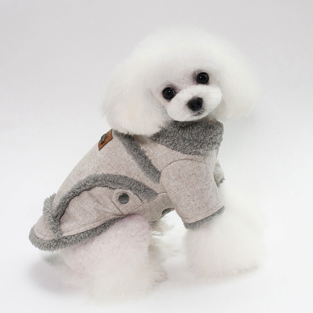 Warm Winter Dog Jacket in Light Brown and Dark Grey