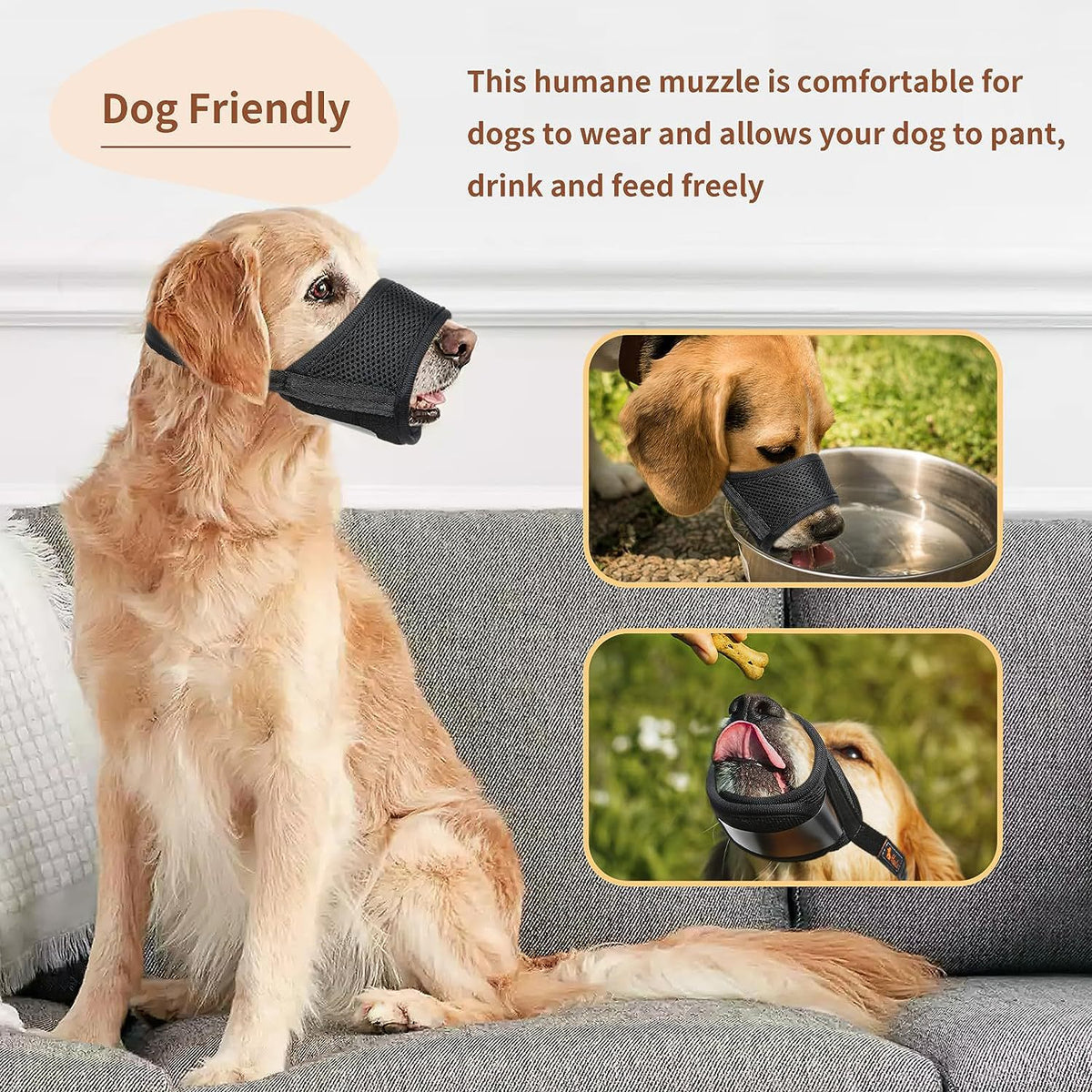 Soft Mesh Dog Muzzle with Front Opening