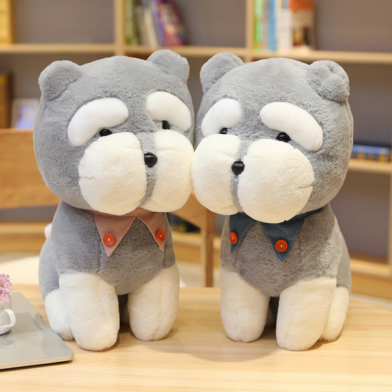 Schnauzer Plush Dog Toy with Bow Tie