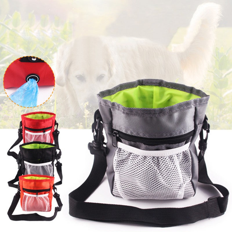 Drawstring Treat Pouch for Dog Walks in Red and Black