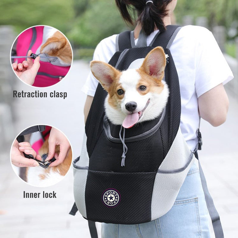 Portable Dog Travel Carrier Backpack in Pink and Blue