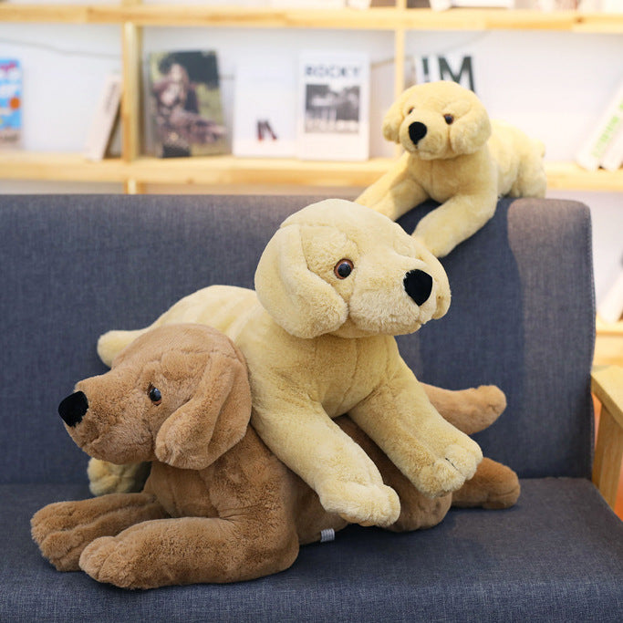 Soft Plush Dog Toy in Brown and Khaki