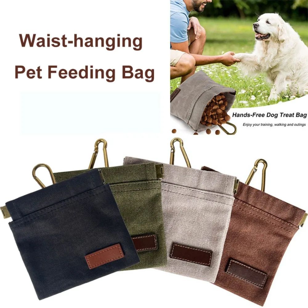 Portable Dog Treat Pouch With Carabiner in Gray, Brown, Green, Black