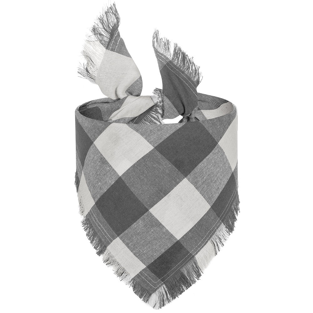 Check Triangle Scarf Tassel Style Dog Bandana