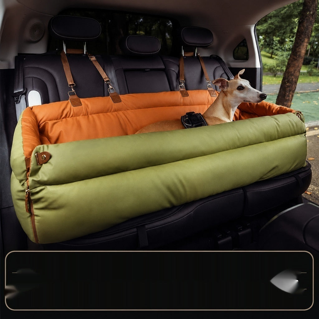 Car Seat Cover Dog Bed in Blue, Green & Khaki