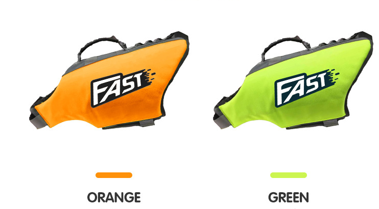 Reflective Dog Swim Vest in Orange and Green, S to XL