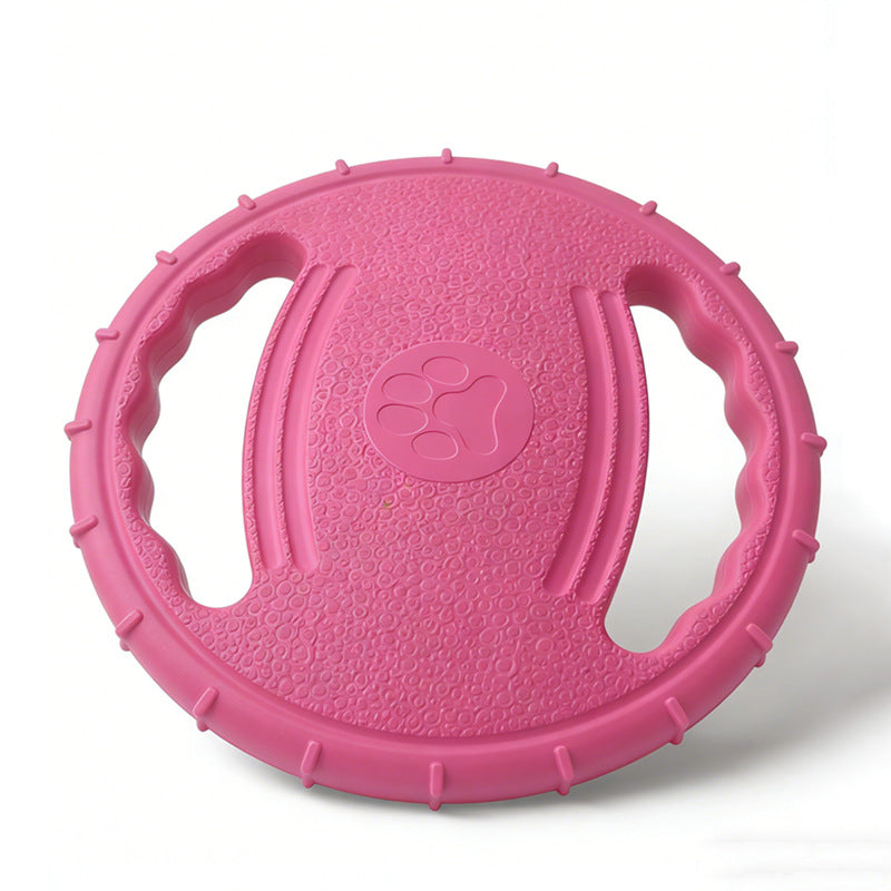Flying Disc Toy with Paw Print in Yellow, Blue and Rose Red