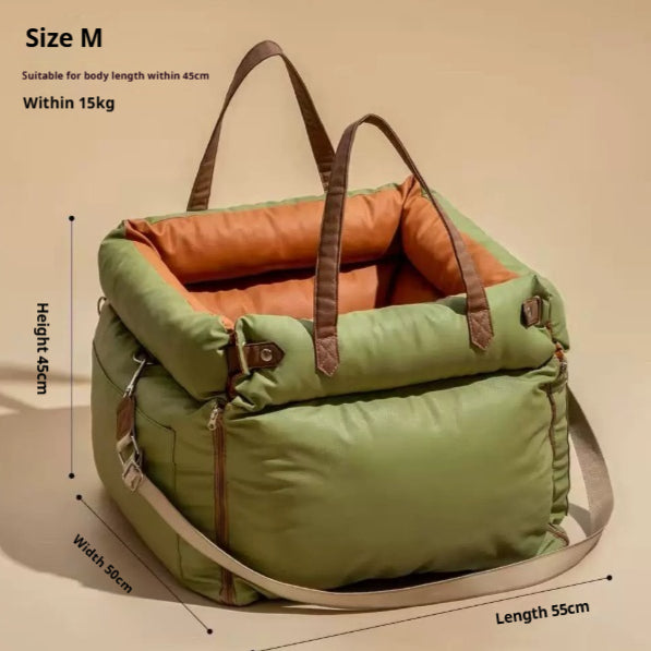 Car Seat Cover Dog Bed in Blue, Green & Khaki