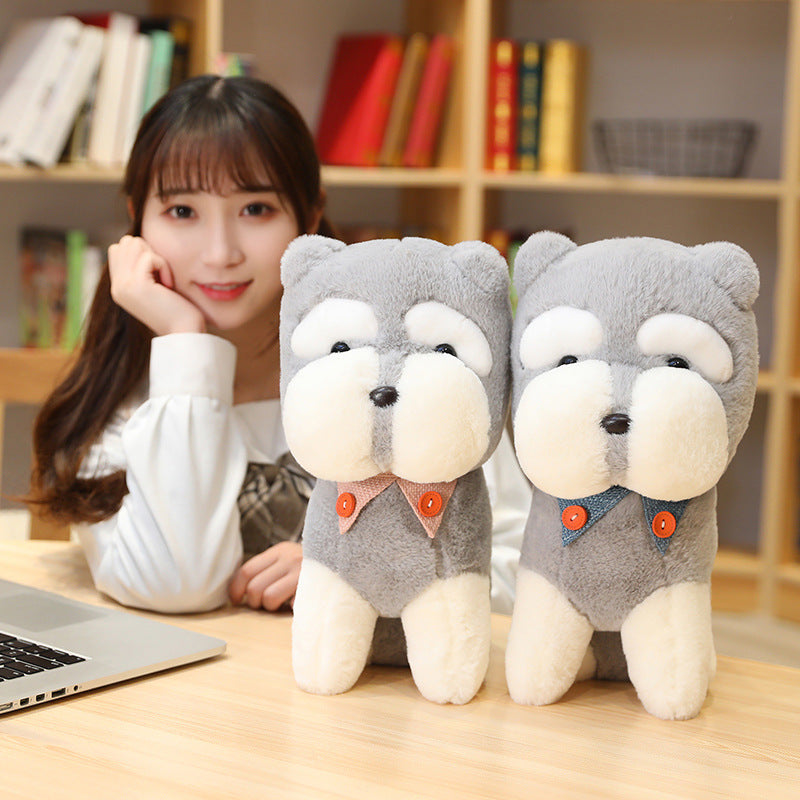 Schnauzer Plush Dog Toy with Bow Tie