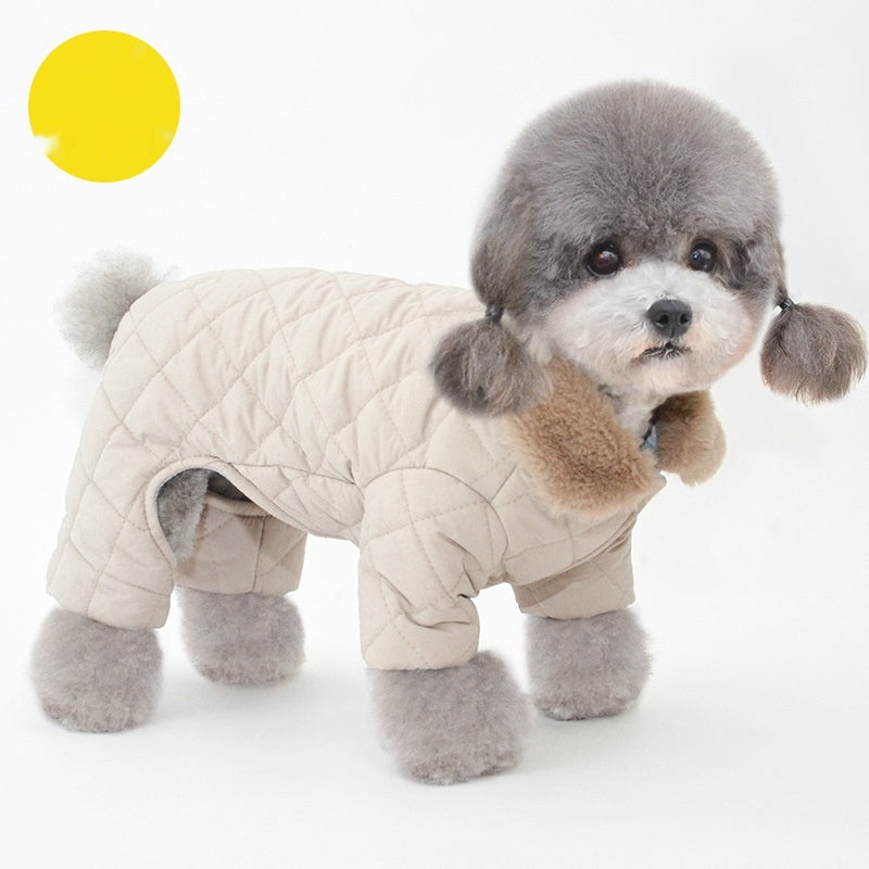 Winter Cotton Dog Coat in Pink and Gray
